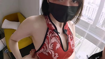 Gadis Asia Berpayudara Besar Pakai Cheongsam Tiongkok Dihardik Sampai Muncrat
